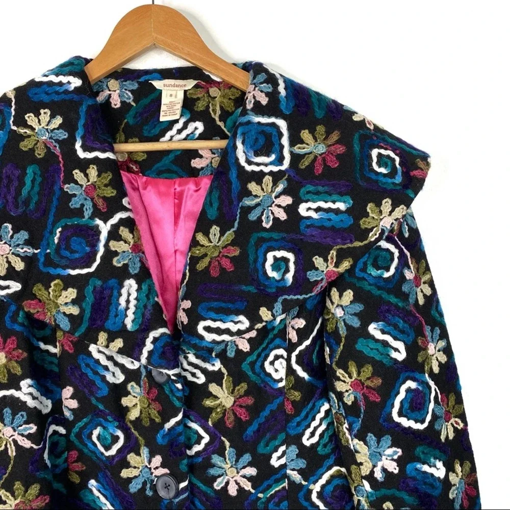 Sundance Biancabella Floral Appliqué Wool coat - Picture 3 of 10